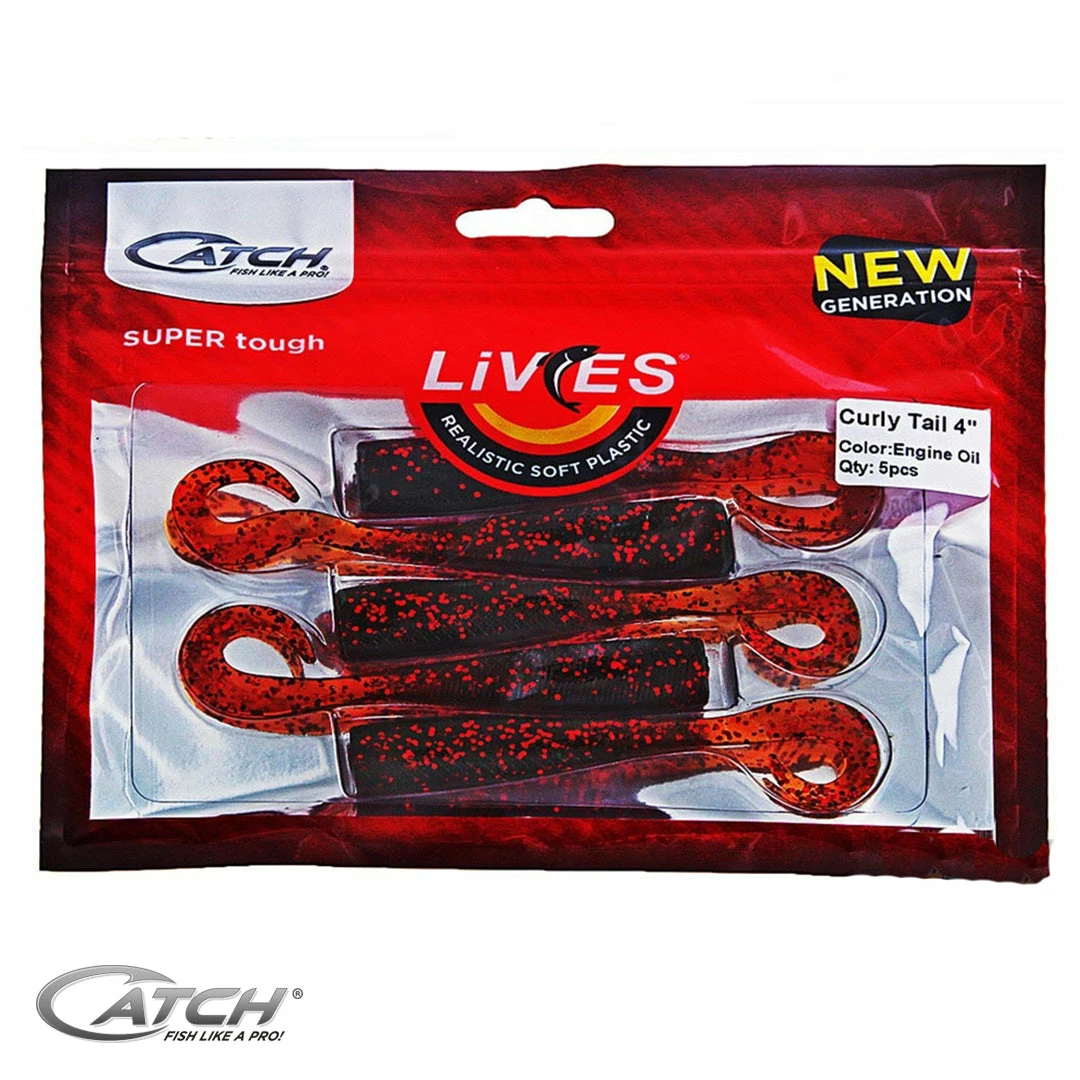 Catch Livies Softbait Pack - Curly Tail Engine Oil Soft Baits