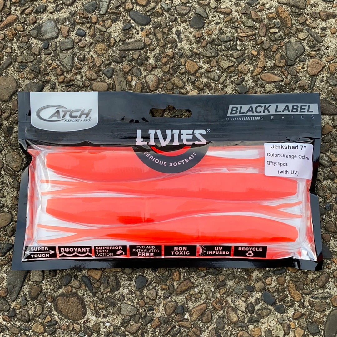 Soft Baits Catch Black Label Livies Softbait 5 Or 7" Jerkshad - Orange Ochre